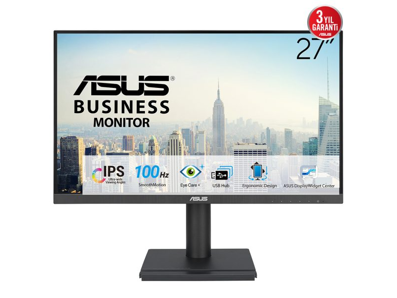 Asus VA27DQFS 27 IPS 1920x1080 1ms 100Hz 300cd DP HDMI VGA USB Hoparlör VESA Monitör 90LM06H0-B01370