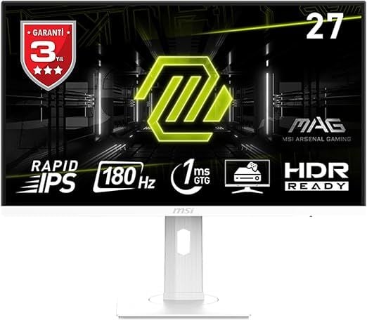 MSI MAG 274PFW 27'' FHD FLAT RAPID IPS 180HZ 1MS ADAPTIVE-SYNC PIVOT BEYAZ GAMING MONITOR