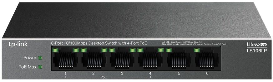 TP-Link LS106LP 6 Port 10/100 Masaüstü Switch