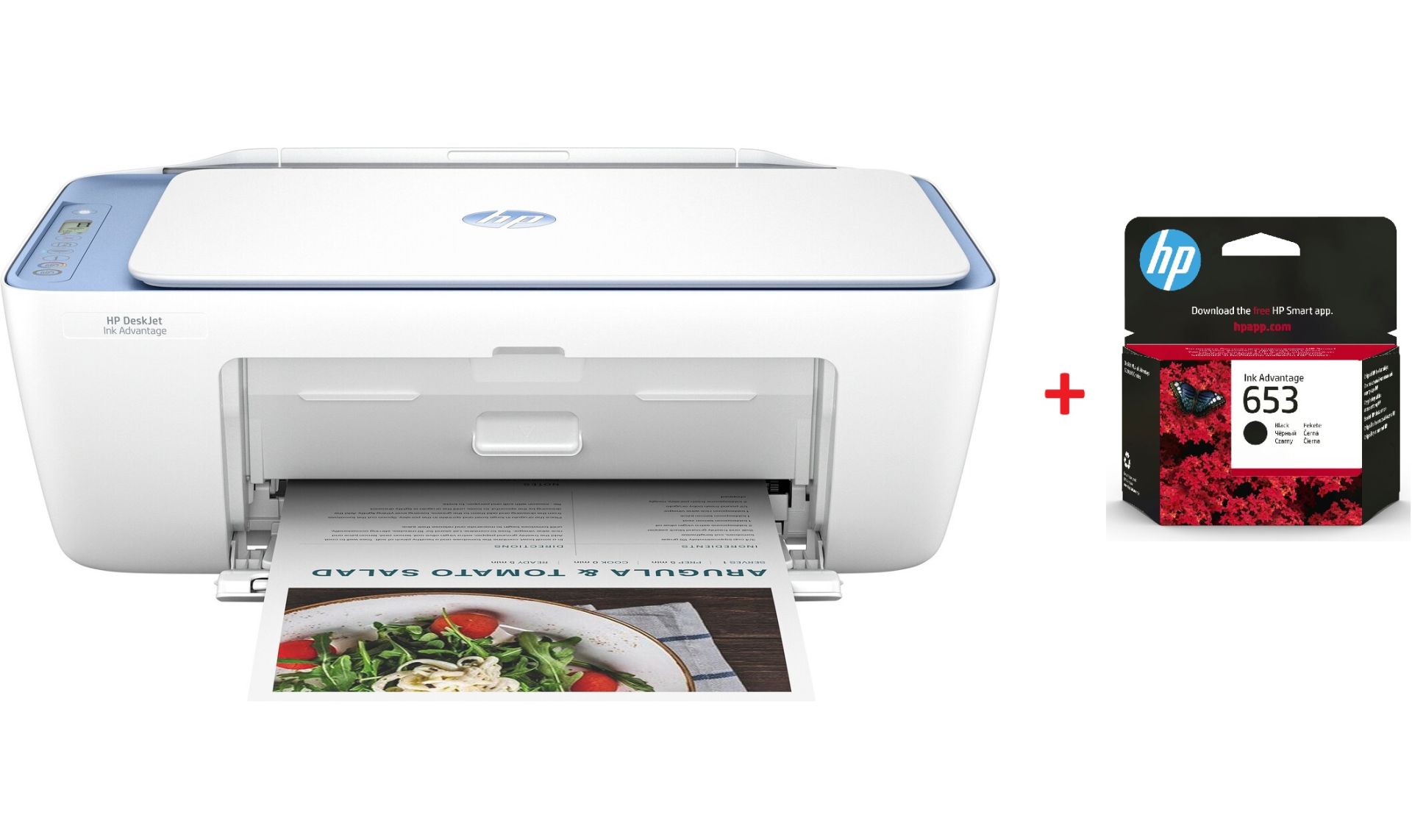 HP DeskJet Ink Advantage 2878 Çok Fonksiyonlu Renkli Yazıcı 70S63C + HP 653 Siyah Orijinal Kartuş