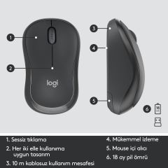Logitech MK295 Kablosuz Sessiz Siyah Klavye Mouse Seti 920-009804