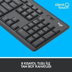 Logitech MK295 Kablosuz Sessiz Siyah Klavye Mouse Seti 920-009804