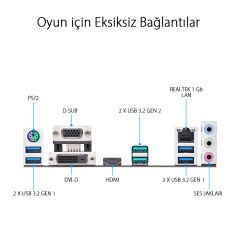 Asus PRIME B550M-K AMD B550 AM4 DDR4 4400 HDMI DVI VGA Çift M2 USB3.2 mATX PCIe 4.0 ECC RAM Desteği 90MB14V0-M0EAY0