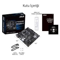 Asus PRIME B550M-K AMD B550 AM4 DDR4 4400 HDMI DVI VGA Çift M2 USB3.2 mATX PCIe 4.0 ECC RAM Desteği 90MB14V0-M0EAY0