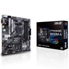 Asus PRIME B550M-A AMD AM4 DDR4 4400 HDMI DVI VGA Çift M2 USB3.2 ARGB mATX PCIe 4.0 ECC RAM Desteği 90MB14I0-M0EAY0