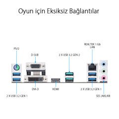 Asus PRIME B550M-A AMD AM4 DDR4 4400 HDMI DVI VGA Çift M2 USB3.2 ARGB mATX PCIe 4.0 ECC RAM Desteği 90MB14I0-M0EAY0