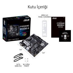 Asus PRIME B550M-A AMD AM4 DDR4 4400 HDMI DVI VGA Çift M2 USB3.2 ARGB mATX PCIe 4.0 ECC RAM Desteği 90MB14I0-M0EAY0