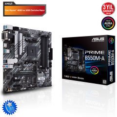Asus PRIME B550M-A AMD AM4 DDR4 4400 HDMI DVI VGA Çift M2 USB3.2 ARGB mATX PCIe 4.0 ECC RAM Desteği 90MB14I0-M0EAY0