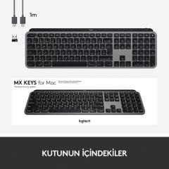 Logitech Mx Keys Mac İçin Aydınlatmalı Tam Boyutlu Kablosuz İngilizce Q Klavye - Siyah 920-009558