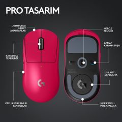 Logitech G PRO X Superlight 2 Lightspeed Kablosuz Oyuncu Mouse - Pembe 910-006798