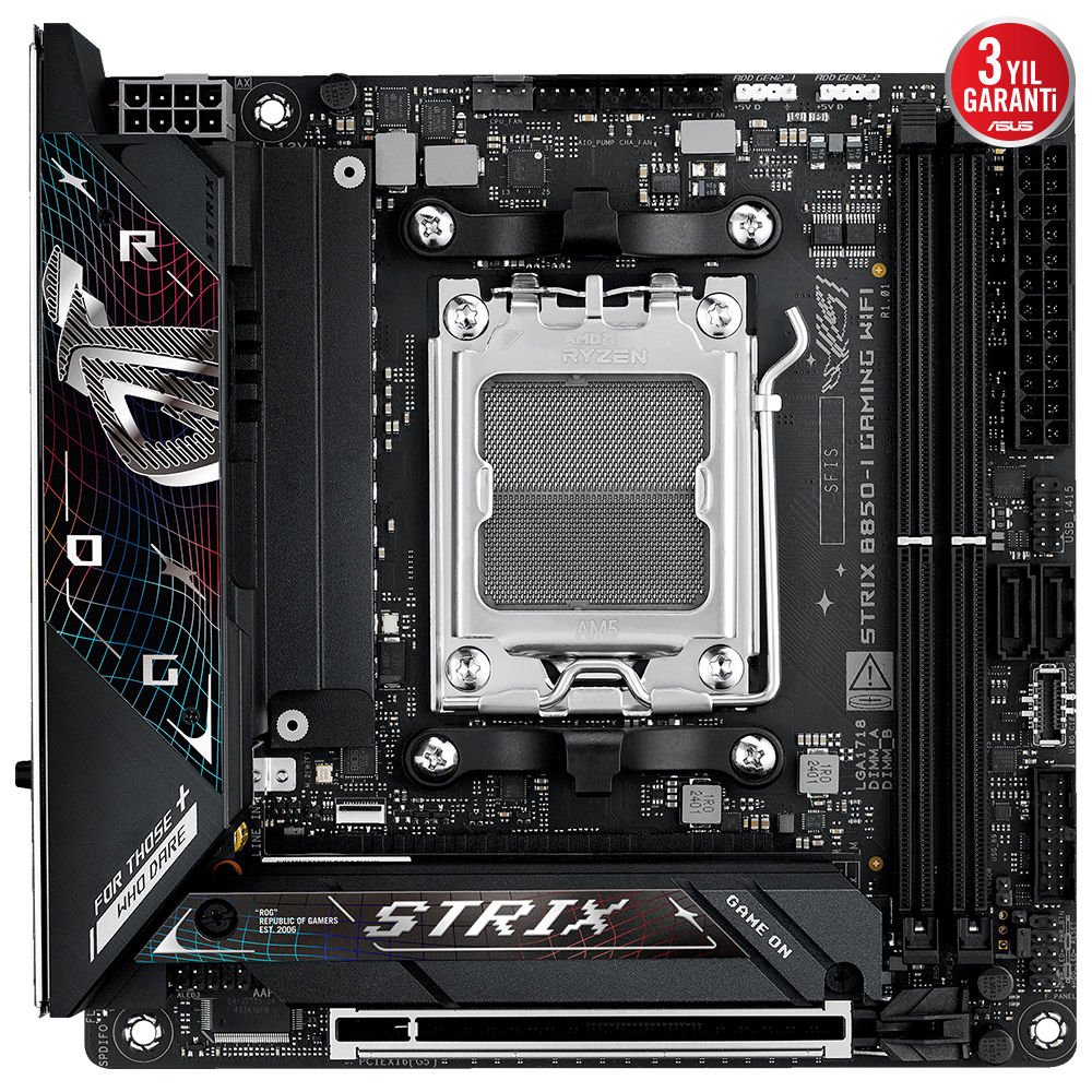 MB ASUS ROG STRIX B850-I GAMING WIFI AMD B850 AM5 DDR5 6400 DP HDMI 3X M2 USB3.2 WİFİ 6E BT AURA RGB 90MB1K30-M0EAY0