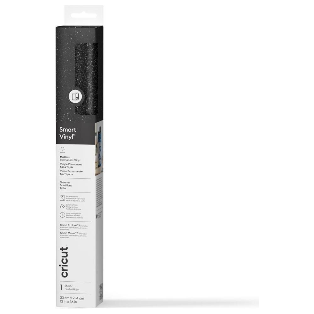 Cricut 2011549 Smart Vinil Kalici 33x91cm 1 Sayfa Işiltili Siyah