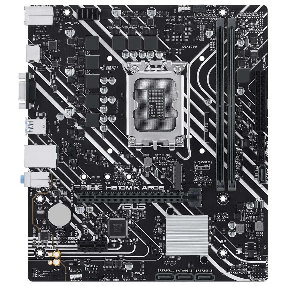 Asus PRIME H610M-K ARGB LGA1700 H610 DDR5 5600 HDMI + VGA 1xM.2 USB3.2 RGB mATX Anakart 90MB1G90-M0EAY0