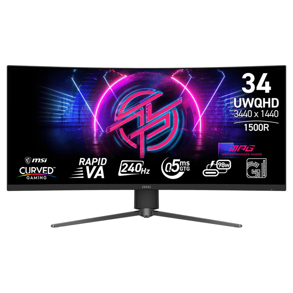 MSI 34'' MPG 346CQRF X24 2K UWQHD CURVED 1500R Rapid VA 240HZ 0.5MS Adaptive-Sync Gaming Monitör