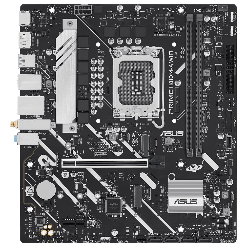 Asus PRIME H810MA WIFI LGA1851 H810 DDR5 6400 DP + HDMI 2xM.2 USB3.2 WiFi BT RGB mATX Anakart 90MB1KJ0-M0EAY0