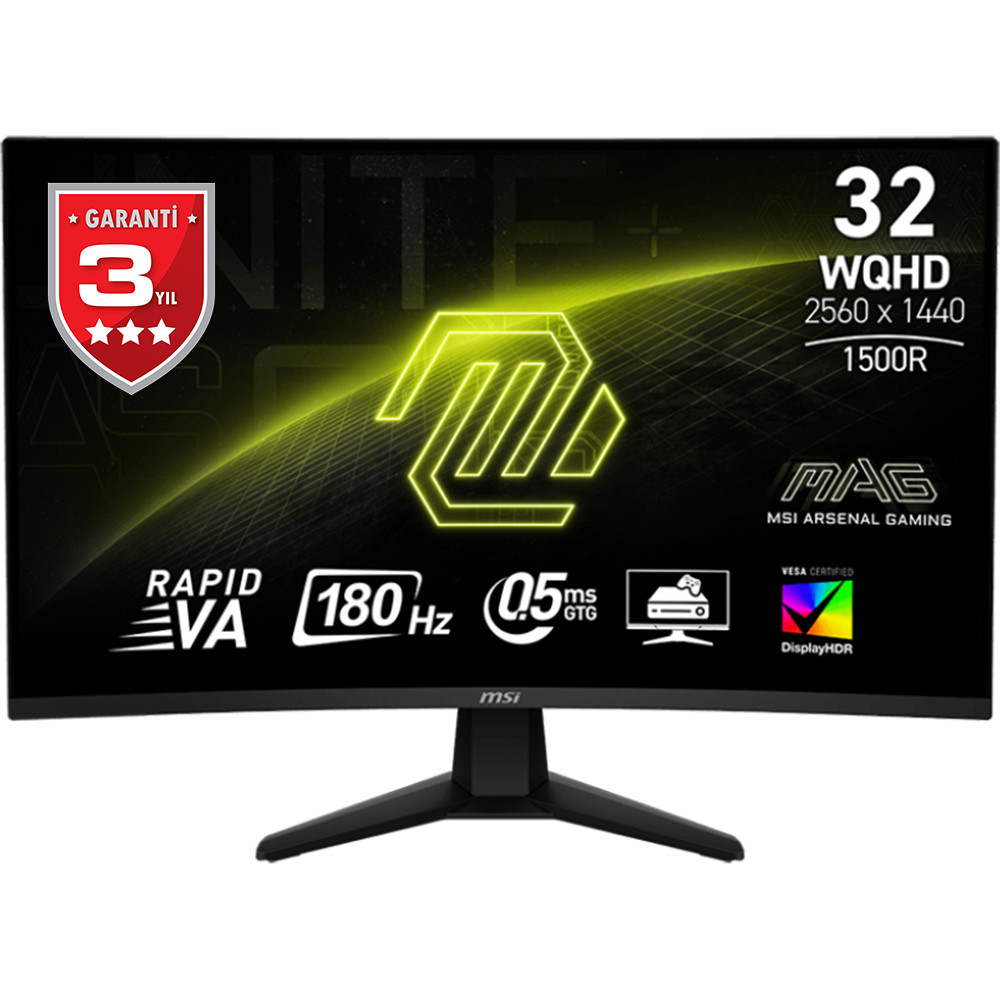 MSI 31.5'' MAG 32CQ6F WQHD CURVE RAPID VA 180HZ 0.5MS (GTG) ADAPTIVE-SYNC GAMING MONITOR