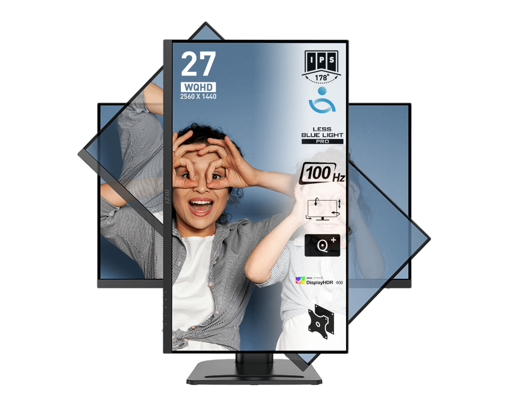MSI PRO MP273QP E2 27'' WQHD FLAT IPS 100HZ 1MS ADAPTIVE-SYNC PIVOT MONITOR