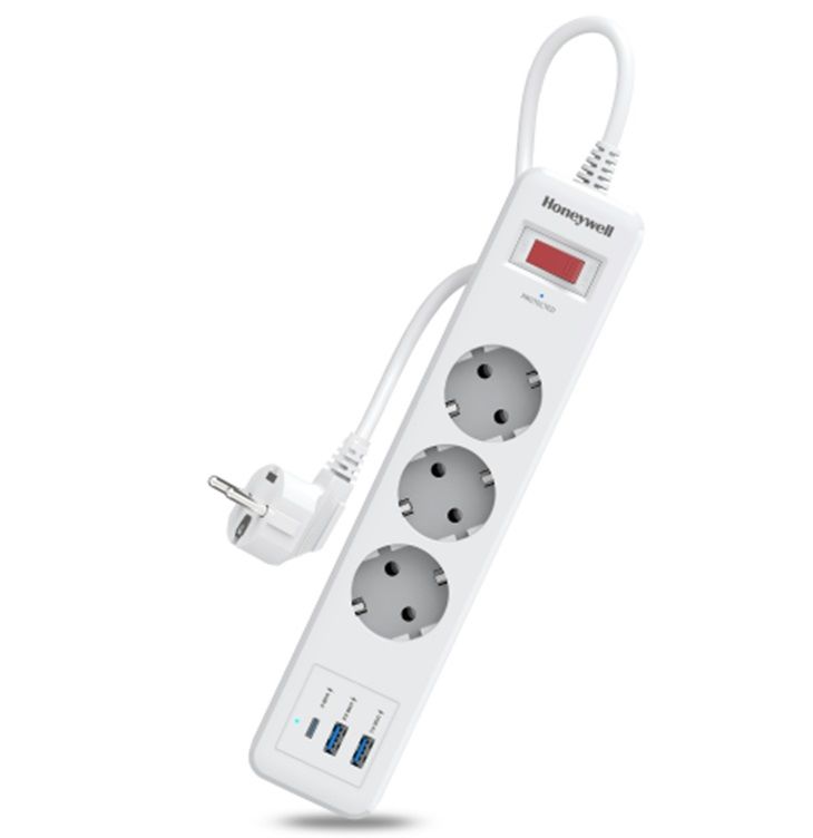 Honeywell Akım Korumalı Priz 3lü 1xType-C 2xUSB-A HC000037