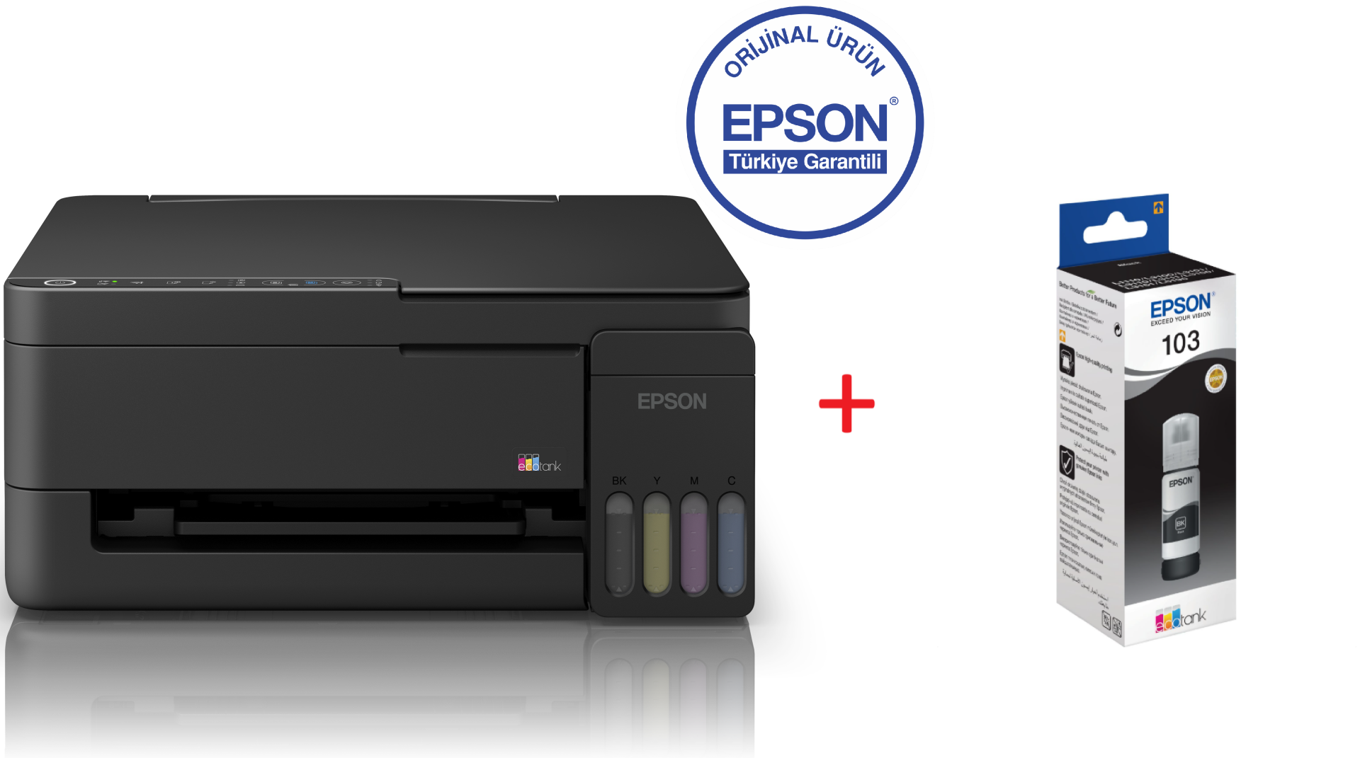 Epson EcoTank L3350 Wi-Fi + Tarayıcı + Fotokopi Renkli Çok Fonksiyonlu Tanklı Yazıcı C11CL62413 + Orjinal Siyah Mürekkep  Hediyeli